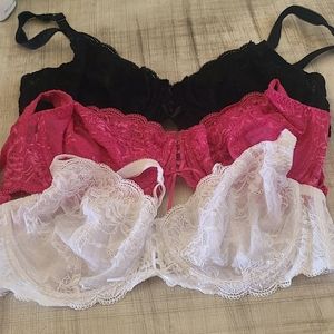3 Fredericks of Hollywood lace bras size 42C